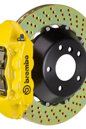 Authentic Brembo 88-91 Testarossa Rear GT BBK 4 Piston Cast 380x28 2pc Rotor Drilled- Yellow
